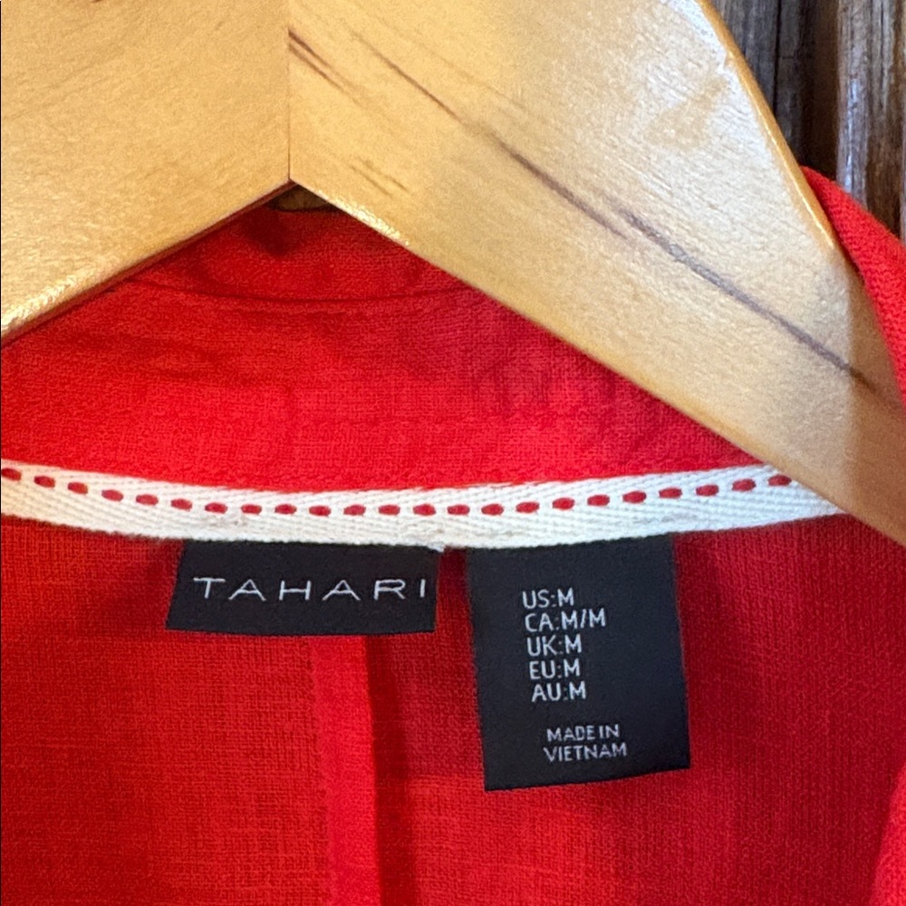 Tahari Linen V-Neck Collared Maxi Shift Dress - Picture 5 of 12